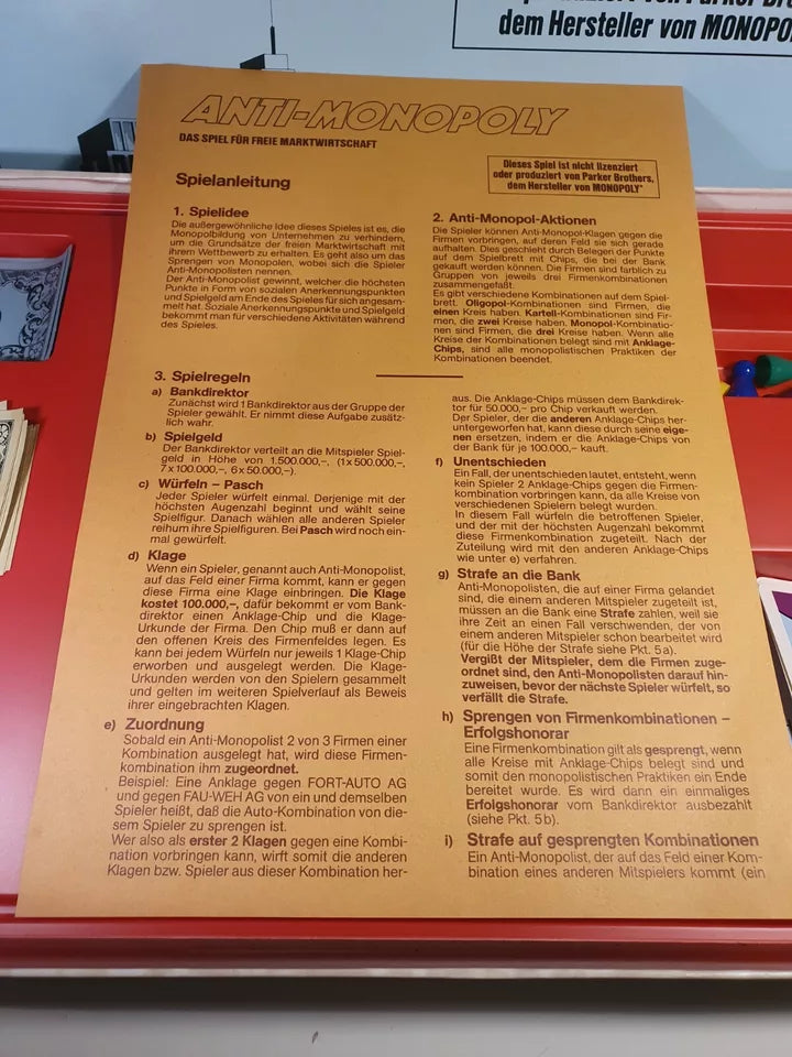 Gesellschaftsspiel - Anti - Monopoly - Das Spiel für freie Marktwirtschaft - Ravify - Dein Shop für Retro- und Vintageartikel