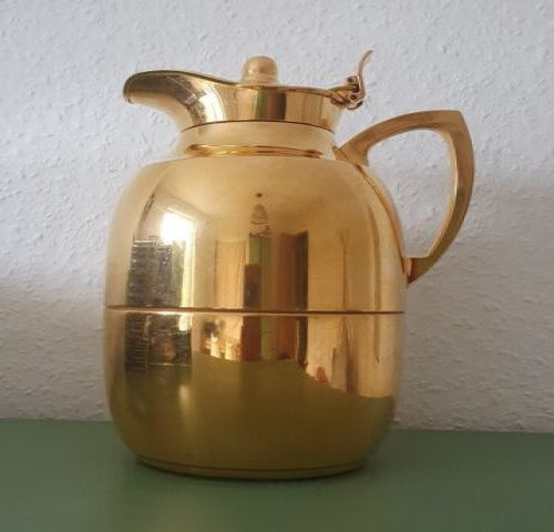 Alfi Isolierkannen "vergoldet" & "silber (Farbe) mit blauem Griff" , je 1l - Ravify - Dein Shop für Retro- und Vintageartikel