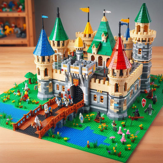 Lego Ritterburg mit Lego-Figuren.