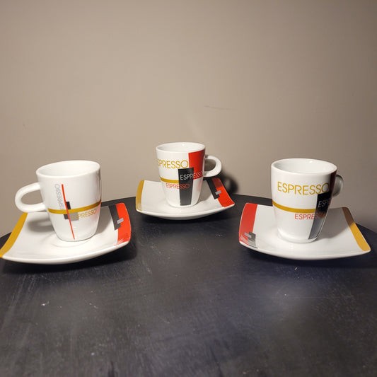 Espresso Tasse mit Untertasse 3x (+1 Gratis) - Van Well - Edles Porzellan