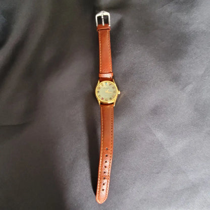 Renato Quartz Damenuhr mit Edelstein-Indizes & Artisan Lederarmband