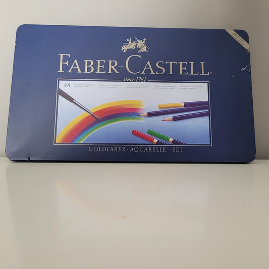 Faber - Castell 52 teile Metallbox Wasservermalbare Buntstifte - gebrauchter Vintageartikel