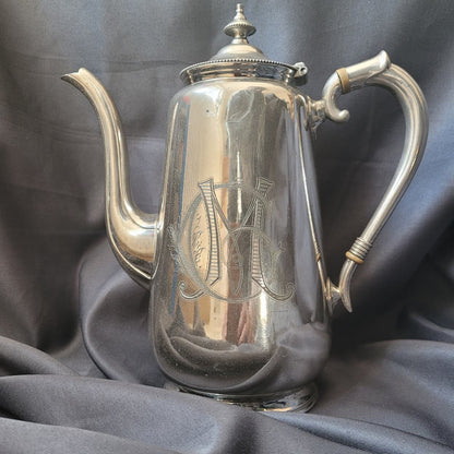 Vintage Jugendstil Kaffeekanne von Gerhardi & Co. mit Monogramm. 