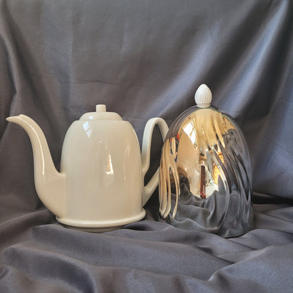 BMF Kaffeekanne mit Isolierhaube – Mid-Century Vintage – Porzellan & Chrom