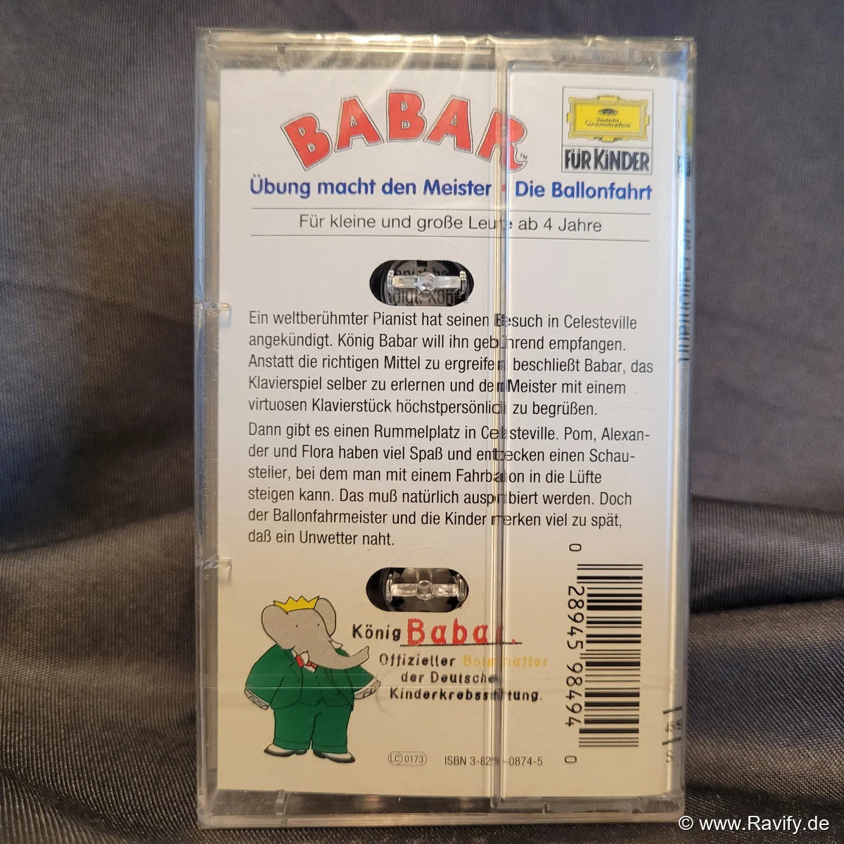 Babar Folge 2 Übung macht den Meister Die Ballonfahrt Hörspielkassette Deutsche Grammophon Für Kinder. Rueckseite.