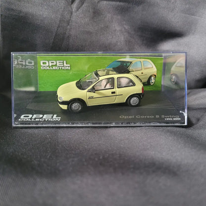 Detailliertes Modellauto des Opel Corsa B Swing (1993–2000) im Maßstab 1:43 aus der Opel Collection.