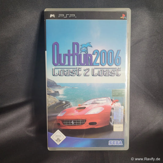 OutRun 2006 Coast 2 Coast für Sony PSP mit Hülle, Anleitung und UMD-Disc.