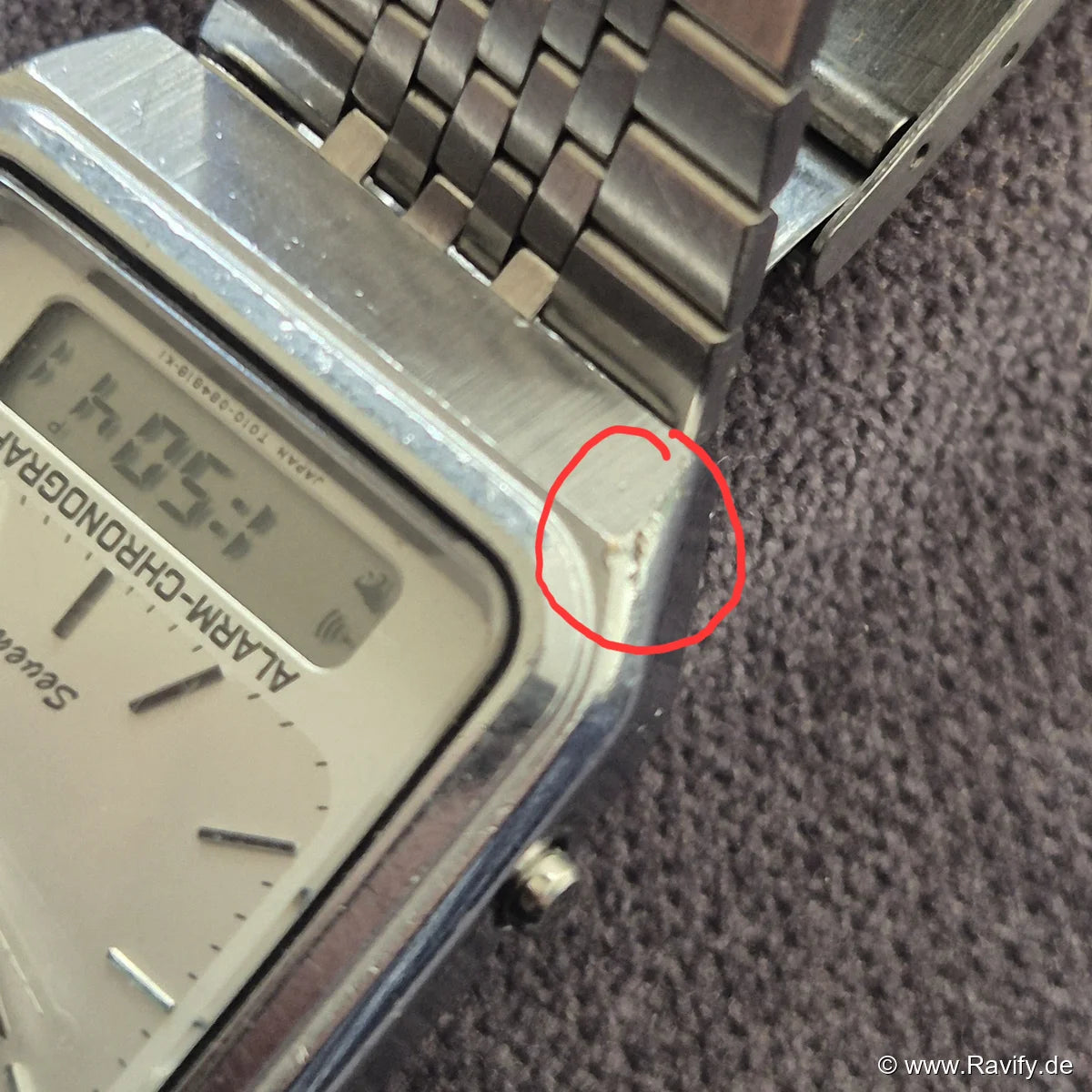 Citizen Quartz Seven Ana-Digi Alarm-Chronograph | Vintage Eckig Silber