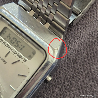 Citizen Quartz Seven Ana-Digi Alarm-Chronograph | Vintage Eckig Silber