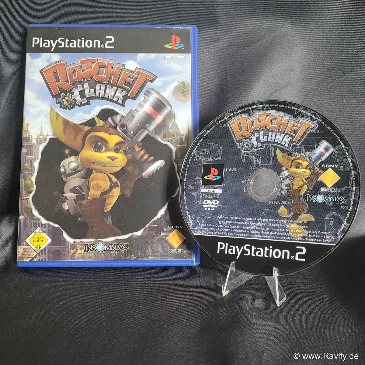 Ratchet & Clank für PlayStation 2 komplett mit Hülle, Disc und Anleitung.
PAL.