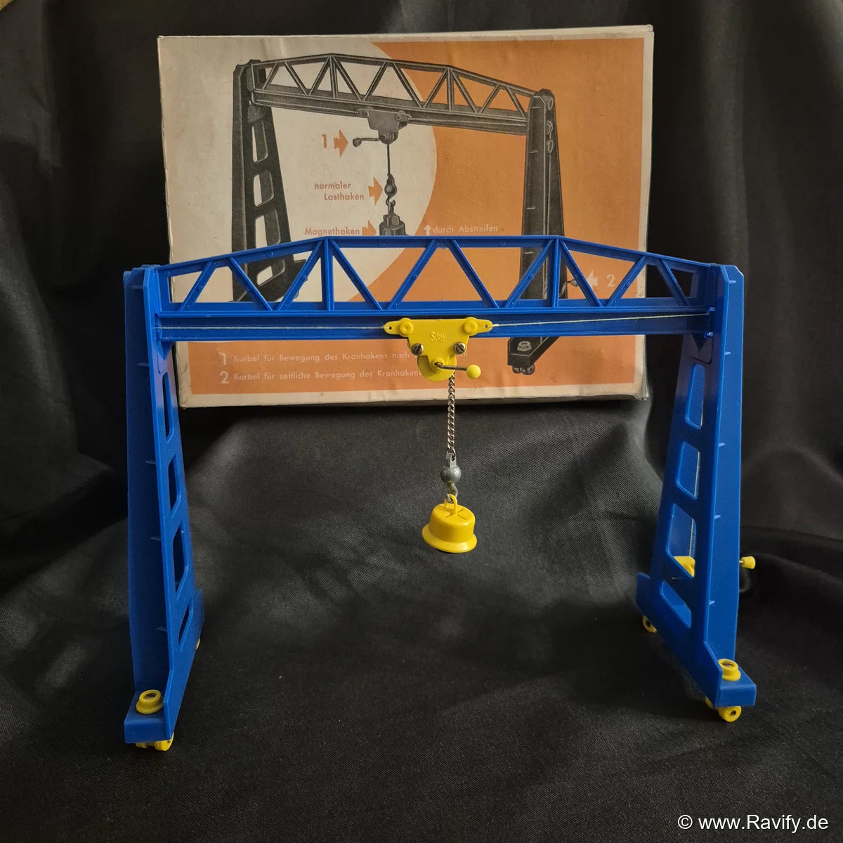 Siku V-Serie V214 Kranbrücke mit Magnet-Haken 1/60 OVP | Vintage Sammlerstück (V-Series Plastik)
