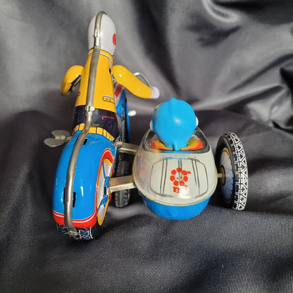 Blechspielzeug-Motorrad mit Beiwagen – Historisches Sammlermodell